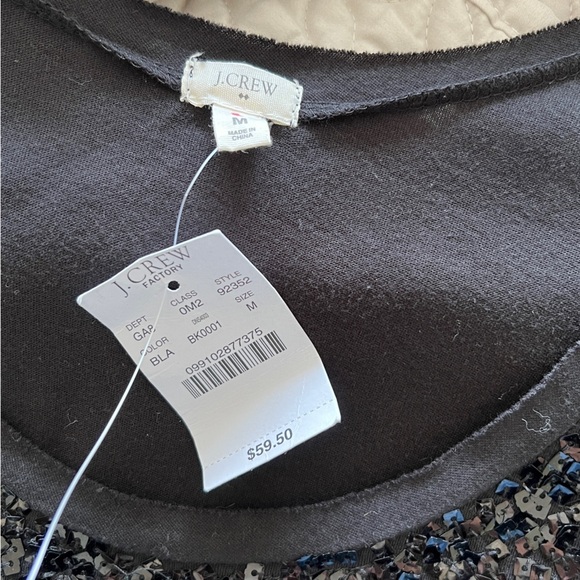 J. Crew Black Sequin Sleeveless Cami Tank Top Size M NWT - Picture 6 of 6